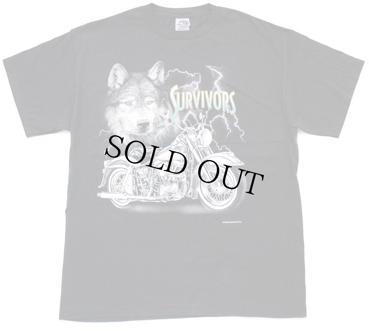 画像2: 00s SURVIVORS STURGIS SOUTH DAKOTA ウルフ サンダー ハーレー ダビッドソン 両面プリント コットンTシャツ 黒 L (2)