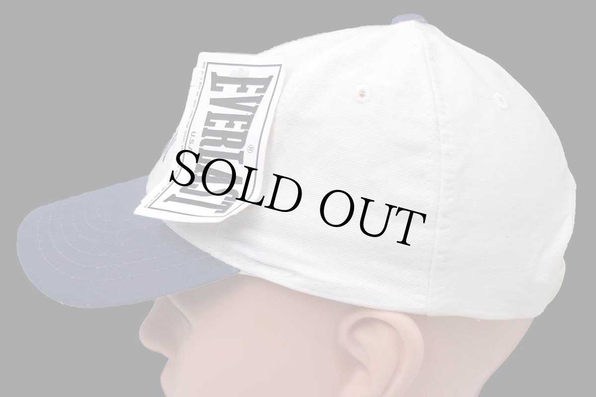 画像3: デッドストック★00s EVERLAST ロゴ刺繍 ツートン 切り替え コットンキャップ 生成り×紺 (3)