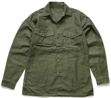 画像1: 60s 米軍 U.S.ARMY コットンサテン ユーティリティシャツ オリーブグリーン (1)