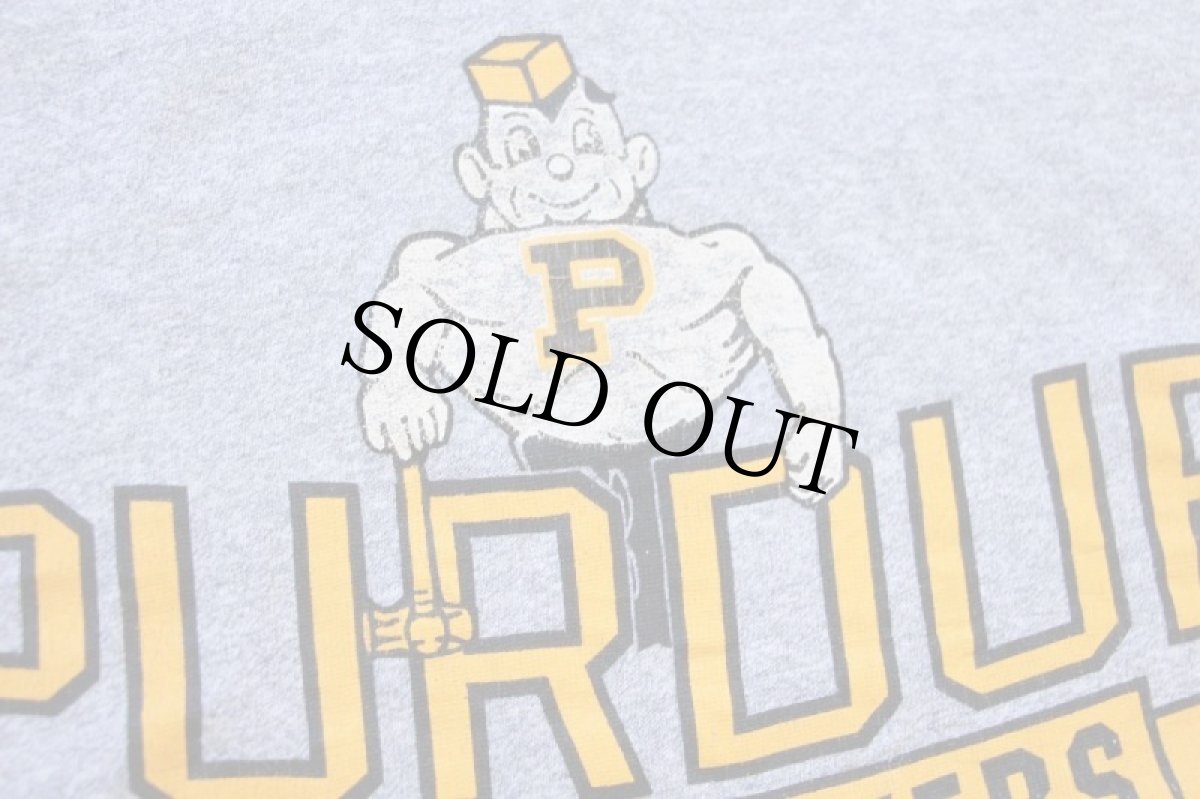 画像4: 80s USA製 Championチャンピオン PURDUE BOILERMAKERS マスコット 88/12 フットボールTシャツ 杢グレー L (4)