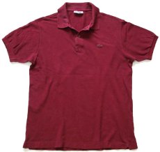 画像1: 70s フランス製 CHEMISE LACOSTE ラコステ ワンポイント コットン 鹿の子 ポロシャツ バーガンディ 5★149 (1)