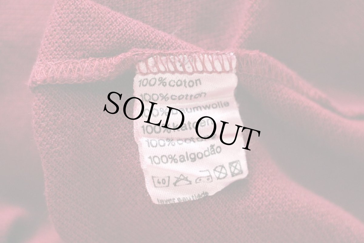 画像5: 70s フランス製 CHEMISE LACOSTE ラコステ ワンポイント コットン 鹿の子 ポロシャツ バーガンディ 5★149 (5)