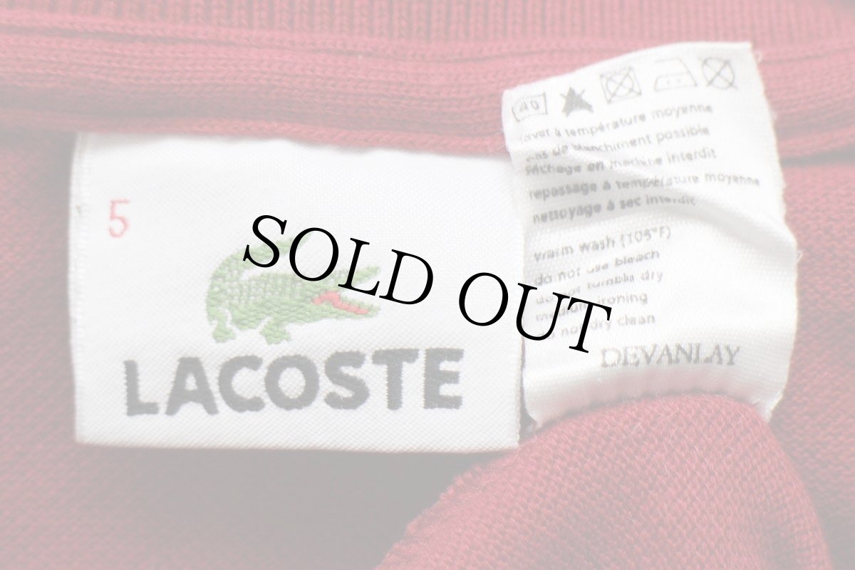 画像4: 90s LACOSTEラコステ ワンポイント ポケット付き コットン 鹿の子 ポロシャツ 濃赤 5★160 (4)