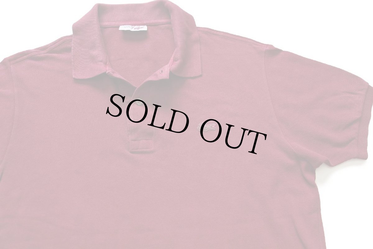 画像3: 70s フランス製 CHEMISE LACOSTE ラコステ ワンポイント コットン 鹿の子 ポロシャツ バーガンディ 5★149 (3)