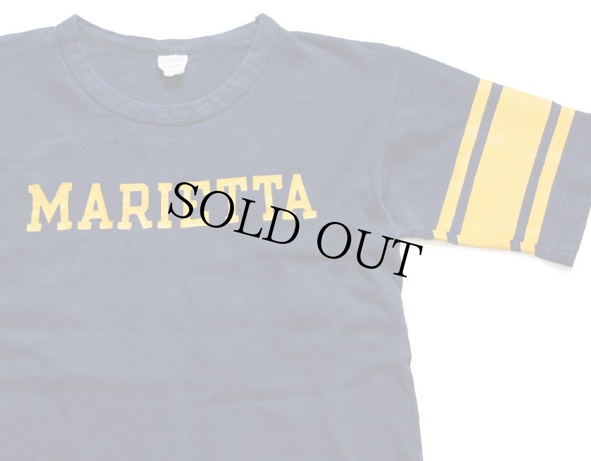画像1: 60s CHAMPIONチャンピオン プロダクツ MARIETTA 00 ナンバリング コットン フットボールTシャツ 紺×黄 M (1)