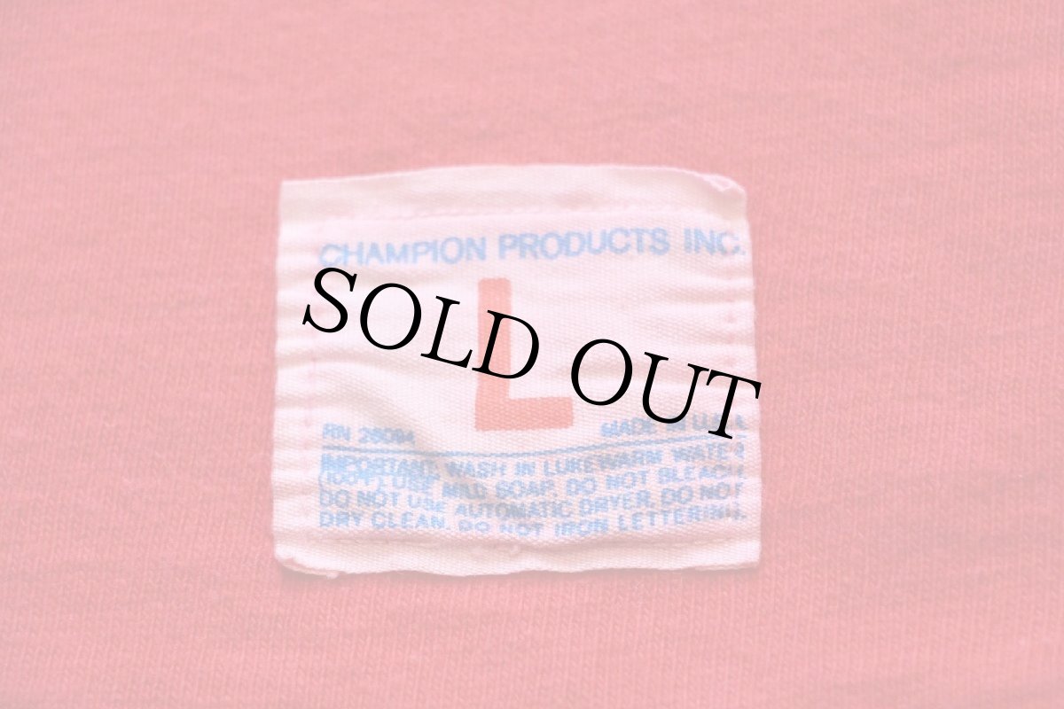 画像4: 70s USA製 Championチャンピオン GUSTAVUS 76 ナンバリング コットン フットボールTシャツ 赤 L (4)