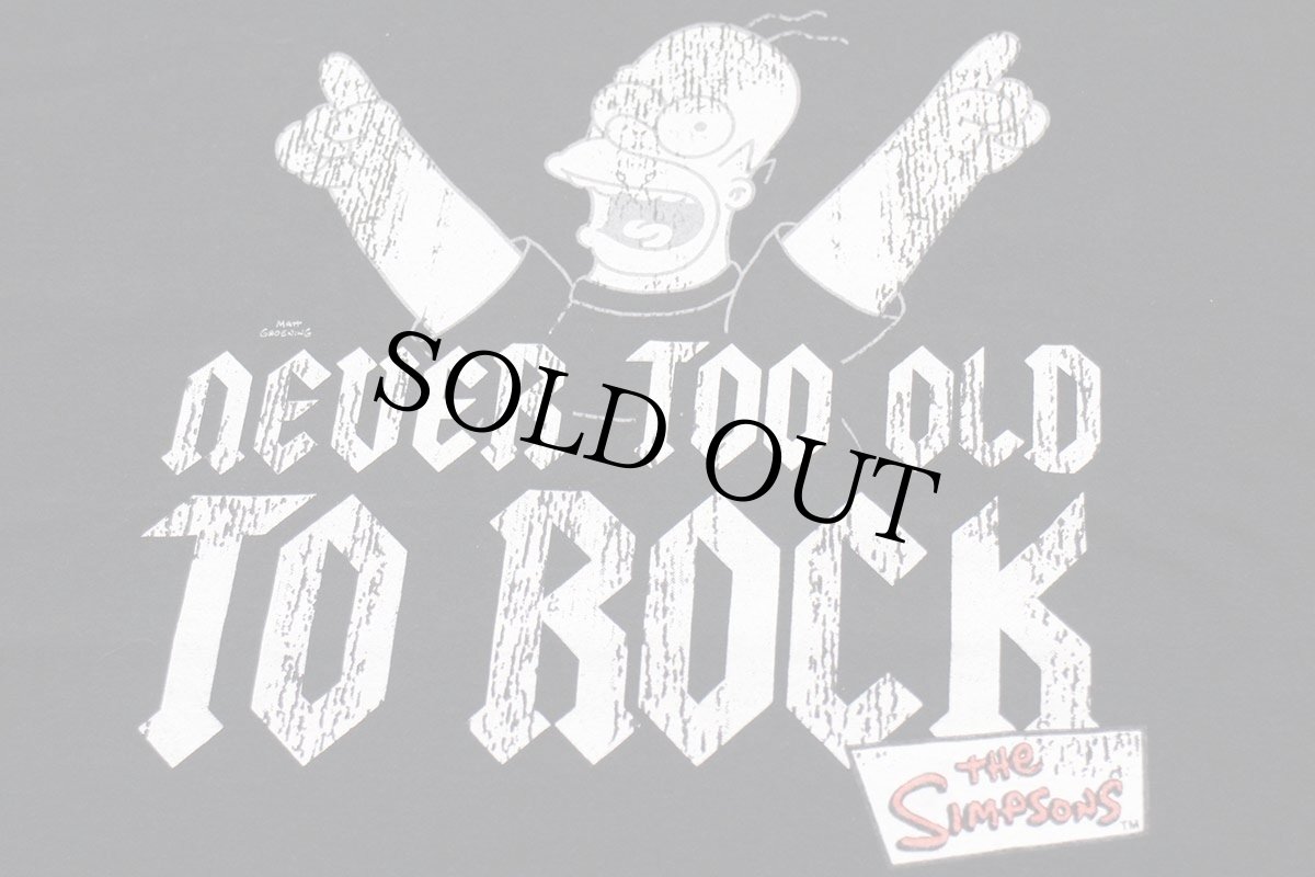 画像4: 00s The Simpsons シンプソンズ NEVER TOO OLD TO ROCK ホーマー コットンTシャツ 黒 XL (4)