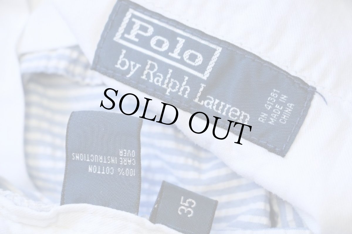 画像5: 00s ポロ ラルフローレン ストライプ コットン シアサッカー ショートパンツ サックス×白 35★ショーツ (5)