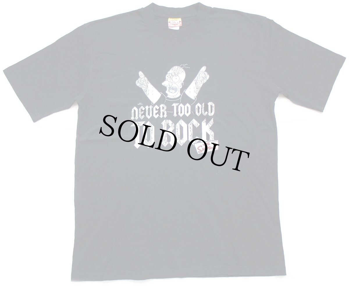 画像2: 00s The Simpsons シンプソンズ NEVER TOO OLD TO ROCK ホーマー コットンTシャツ 黒 XL (2)