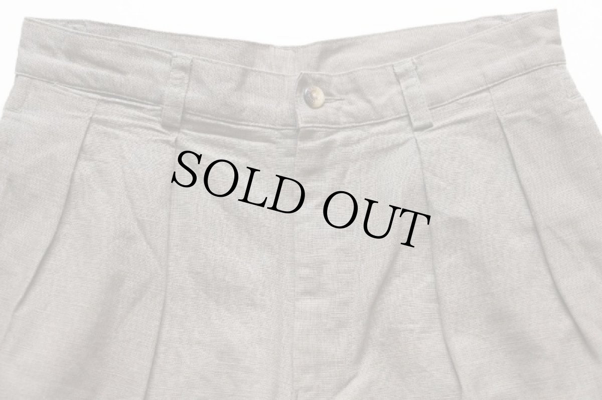 画像3: 90s nauticaノーティカ ツータック リネン×コットン ショートパンツ グレーベージュ w30★ショーツ (3)