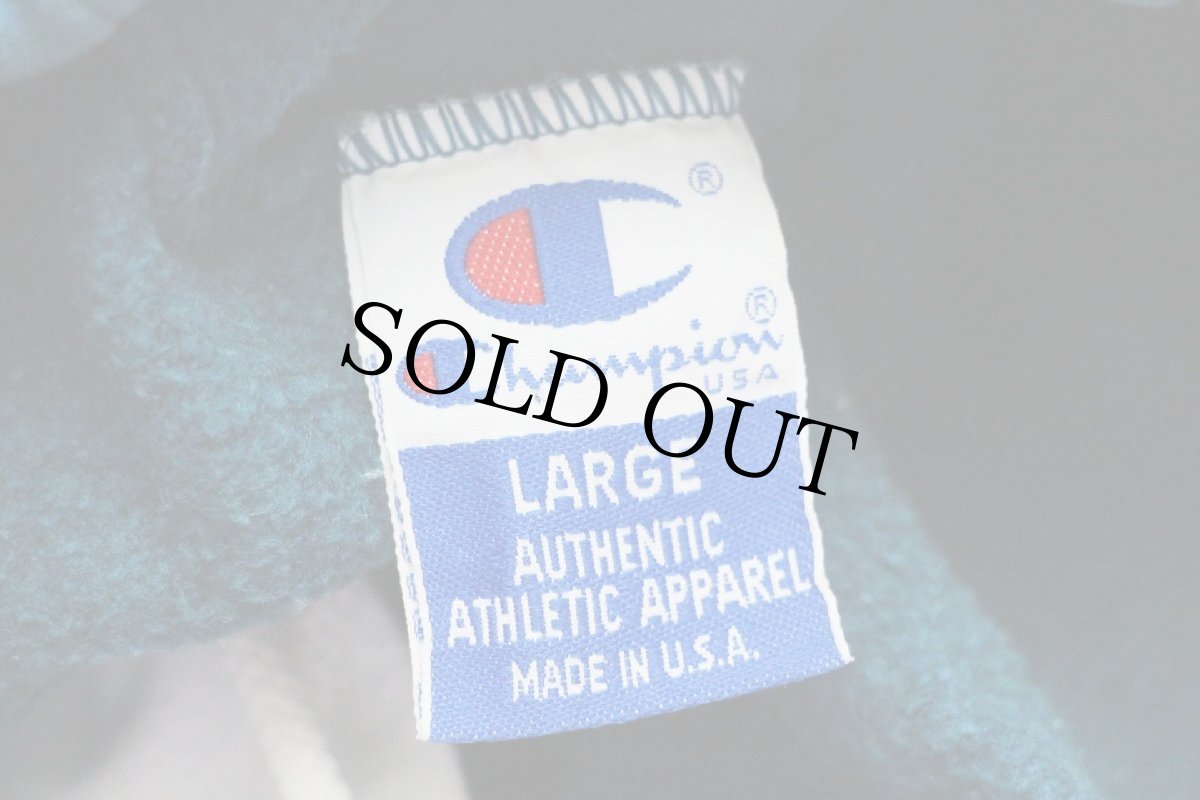 画像5: 90s USA製 Championチャンピオン スクリプト ロゴ刺繍 スウェット ショートパンツ 青緑 L★ショーツ (5)