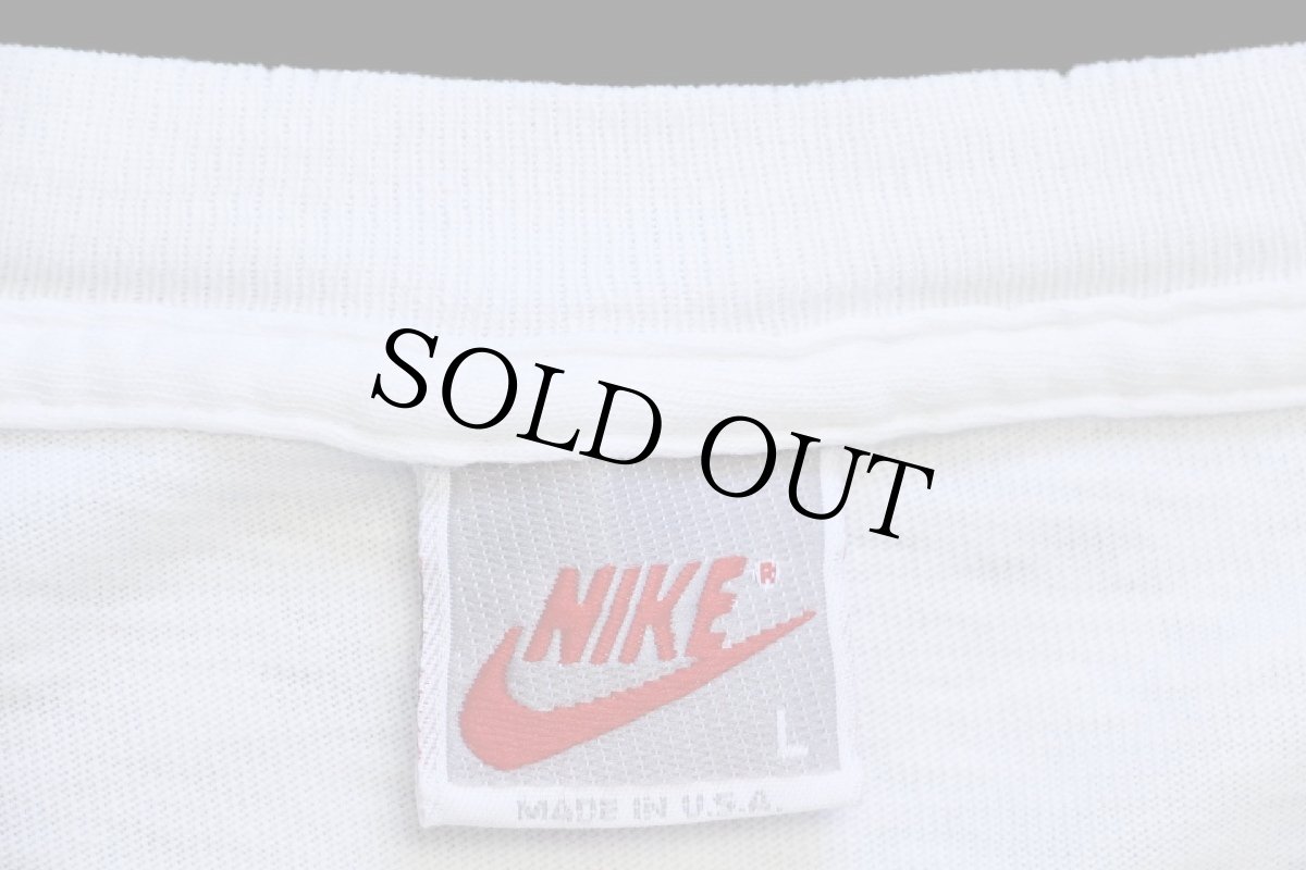 画像4: 90s USA製 NIKEナイキ アート 両面プリント コットン 長袖Tシャツ 白 L (4)