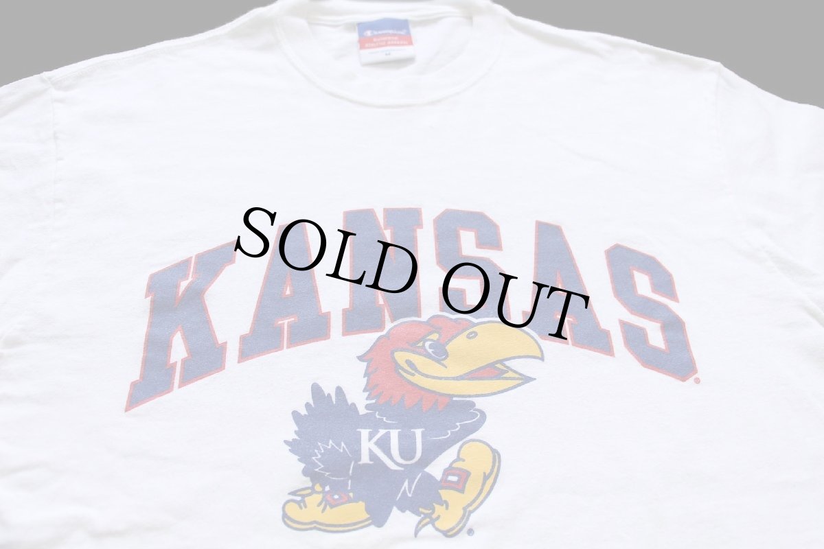 画像3: 00s Championチャンピオン KANSAS マスコット コットン 長袖Tシャツ 白 M (3)