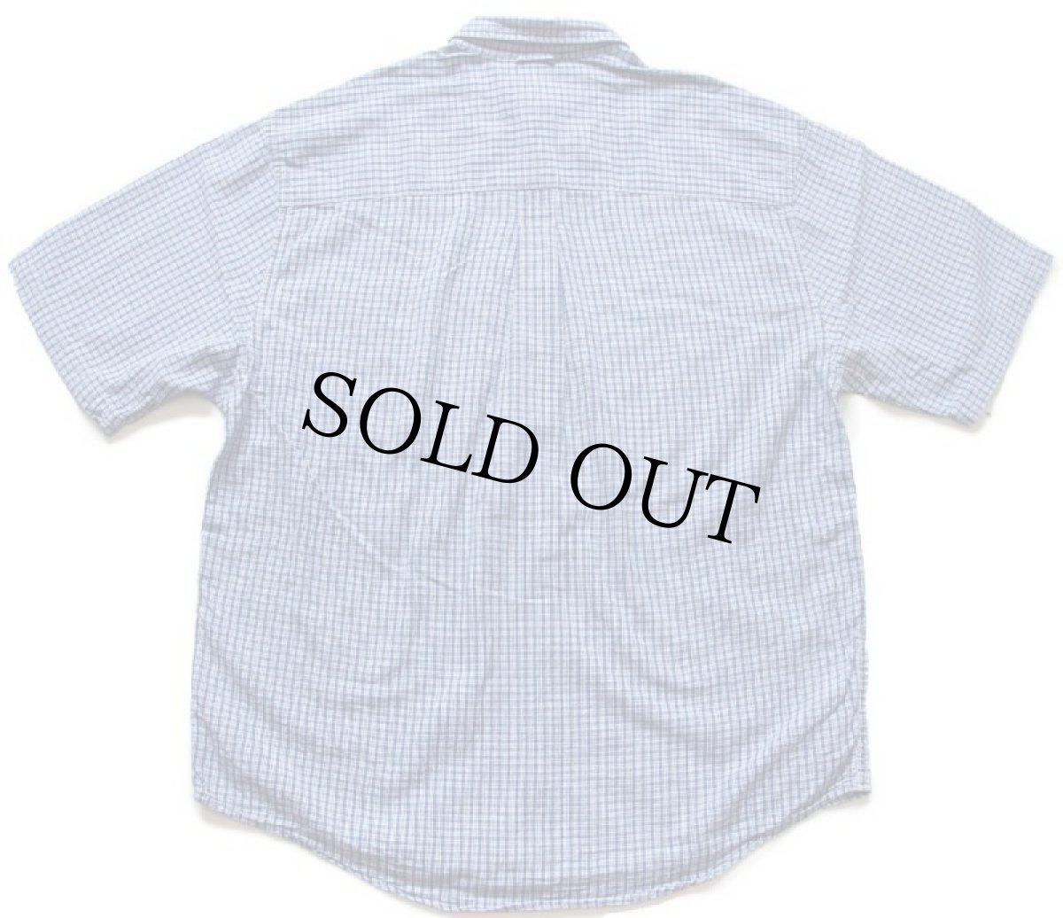 画像2: 90s EddieBauerエディーバウアー チェック ボタンダウン 半袖 コットンシャツ インディゴ×白 (2)