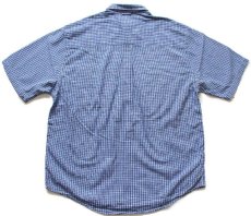 画像2: 90s EddieBauerエディーバウアー チェック ボタンダウン 半袖 コットンシャツ インディゴ×白 (2)