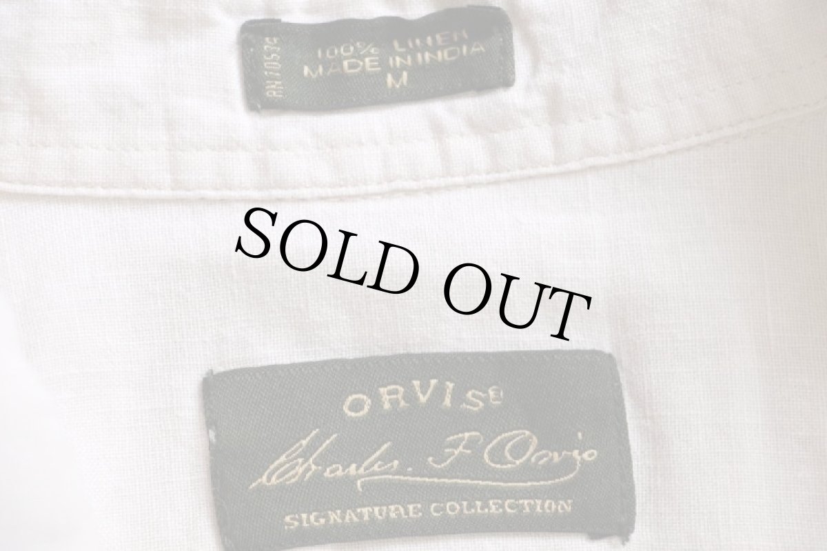画像4: 00s ORVISオービス SIGNATURE COLLECTION マチ&毛針刺繍 半袖 リネンシャツ ライトベージュ M (4)