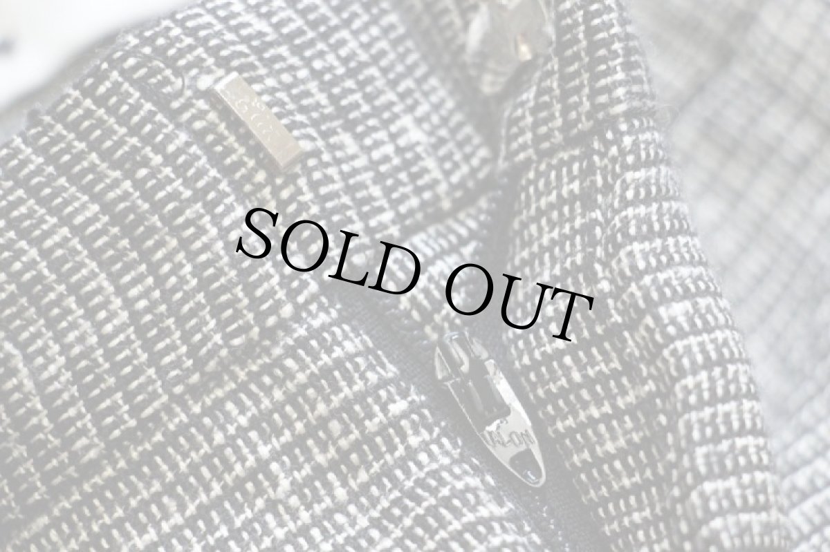 画像7: 80s USA製 UNKNOWN 織り柄 ツータック スラックス パンツ 黒×白 (7)