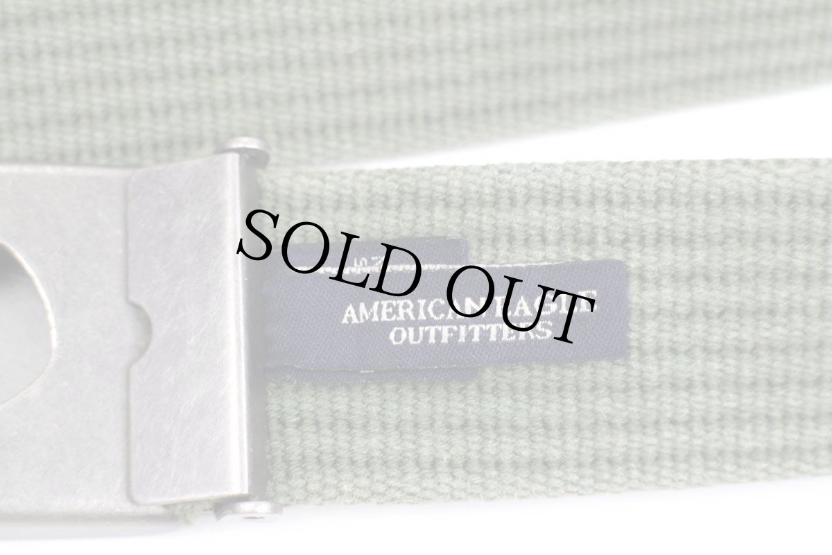 画像4: 00s AMERICAN EAGLEアメリカンイーグル 無地 コットン ガチャベルト オリーブグリーン S (4)