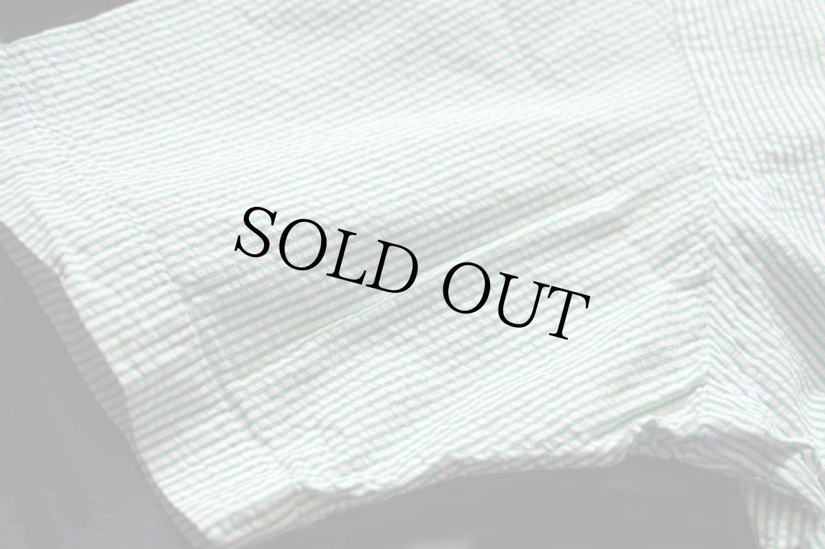 画像6: 00s ラルフローレン ストライプ ボタンダウン 半袖 コットン シアサッカーシャツ 緑×白 M (6)