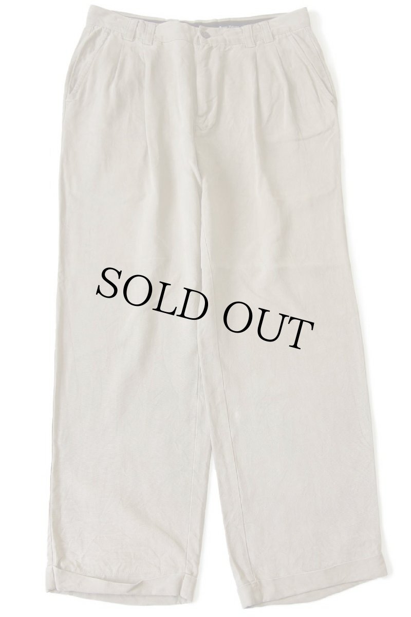 画像2: Tommy Bahama トミーバハマ ツータック スラックス シルクパンツ ブラウンベージュ w34 (2)