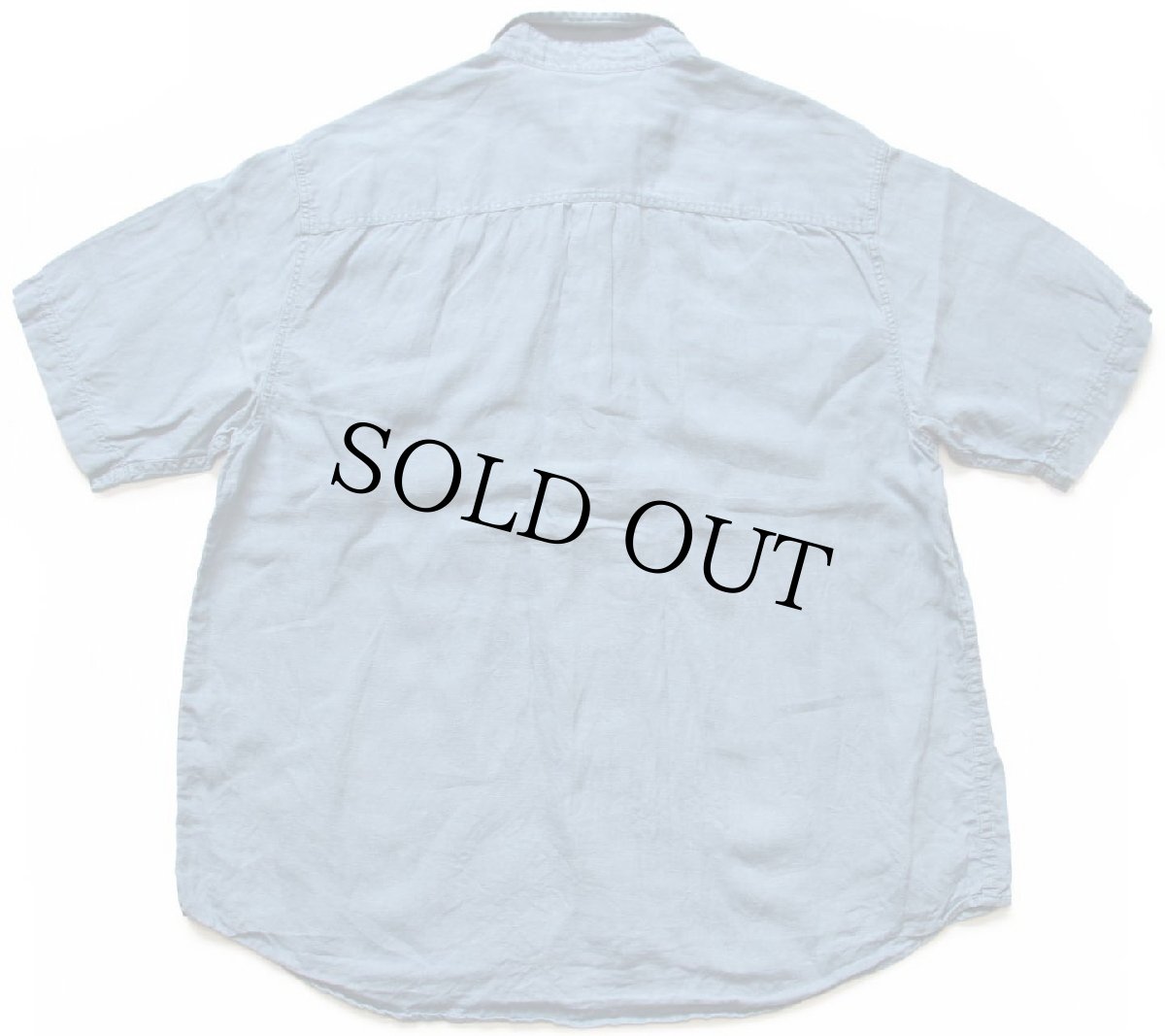 画像2: EddieBauerエディーバウアー 無地 半袖 リネンシャツ ブルーグレー L (2)