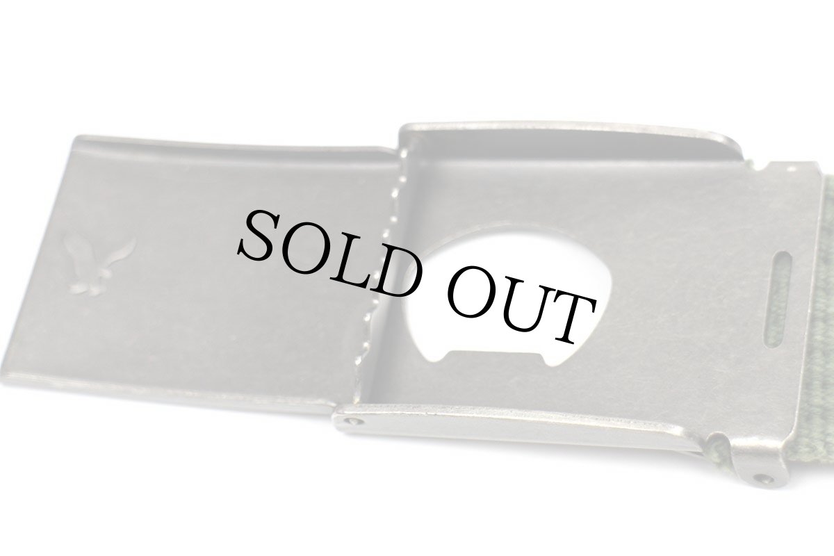 画像3: 00s AMERICAN EAGLEアメリカンイーグル 無地 コットン ガチャベルト オリーブグリーン S (3)