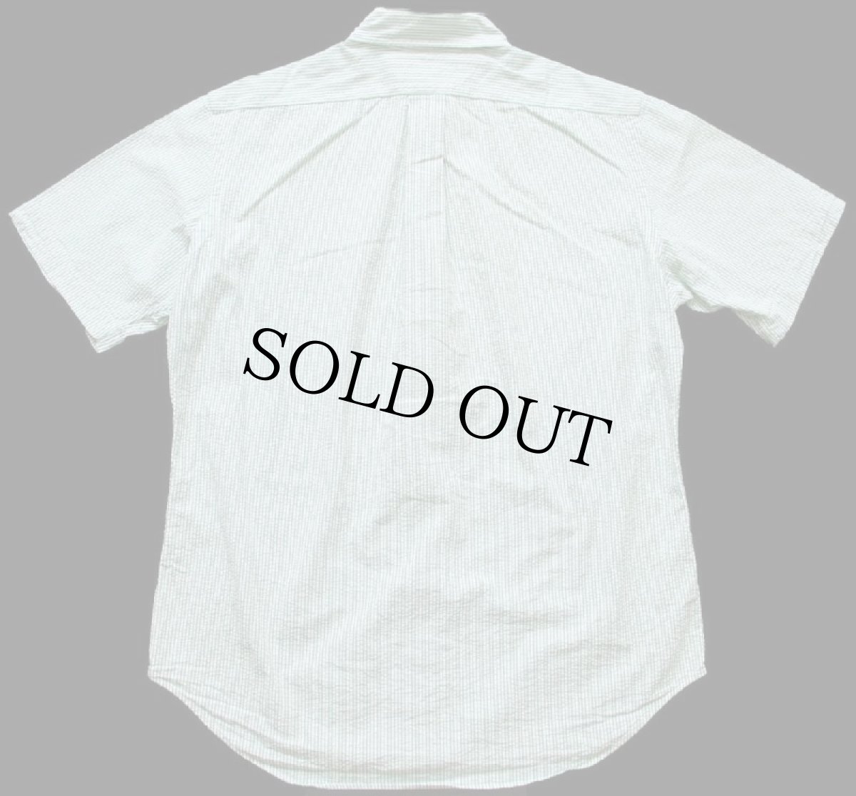 画像2: 00s ラルフローレン ストライプ ボタンダウン 半袖 コットン シアサッカーシャツ 緑×白 M (2)