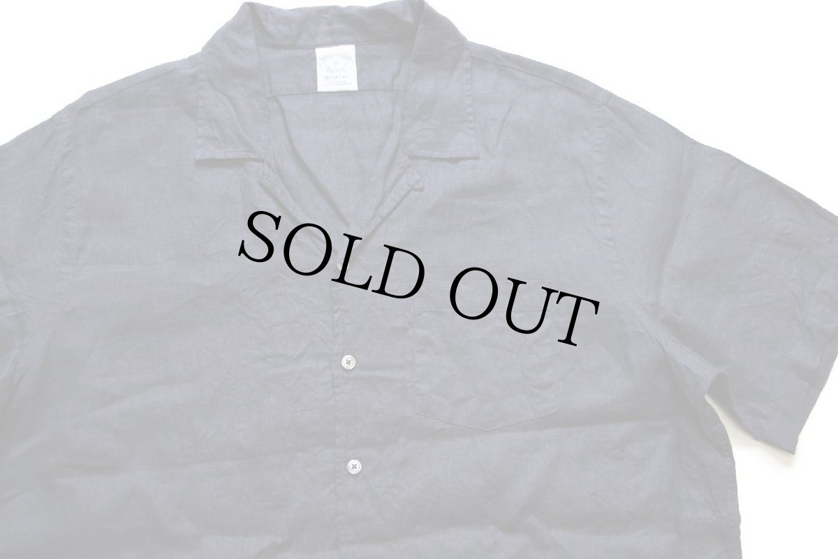 画像3: Brooks Brothersブルックスブラザーズ REGENT FIT 半袖 BAIRD McNUTT アイリッシュ リネン オープンカラーシャツ 濃紺 XL (3)