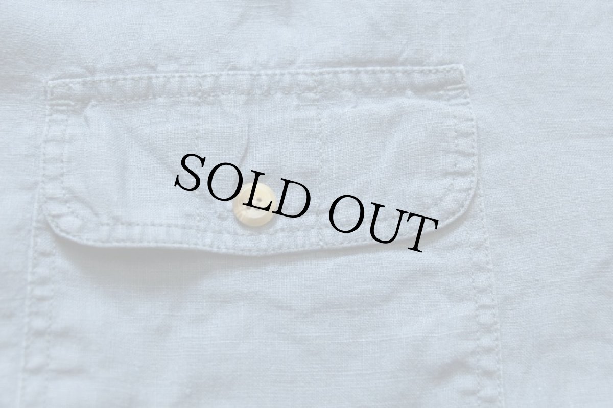 画像5: EddieBauerエディーバウアー 無地 半袖 リネンシャツ ブルーグレー L (5)