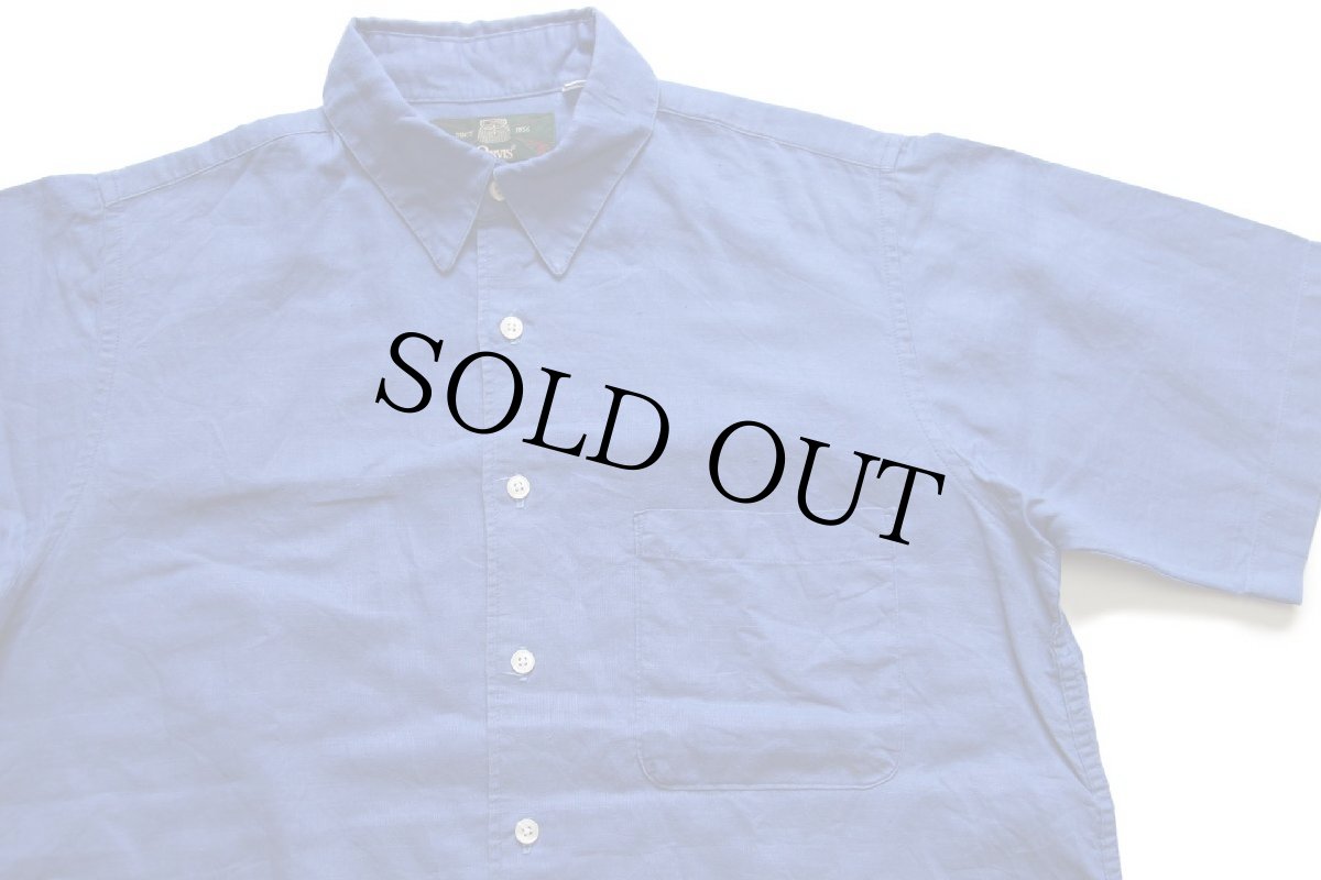 画像3: 90s USA製 ORVISオービス 半袖 リネン×コットンシャツ 青 M (3)