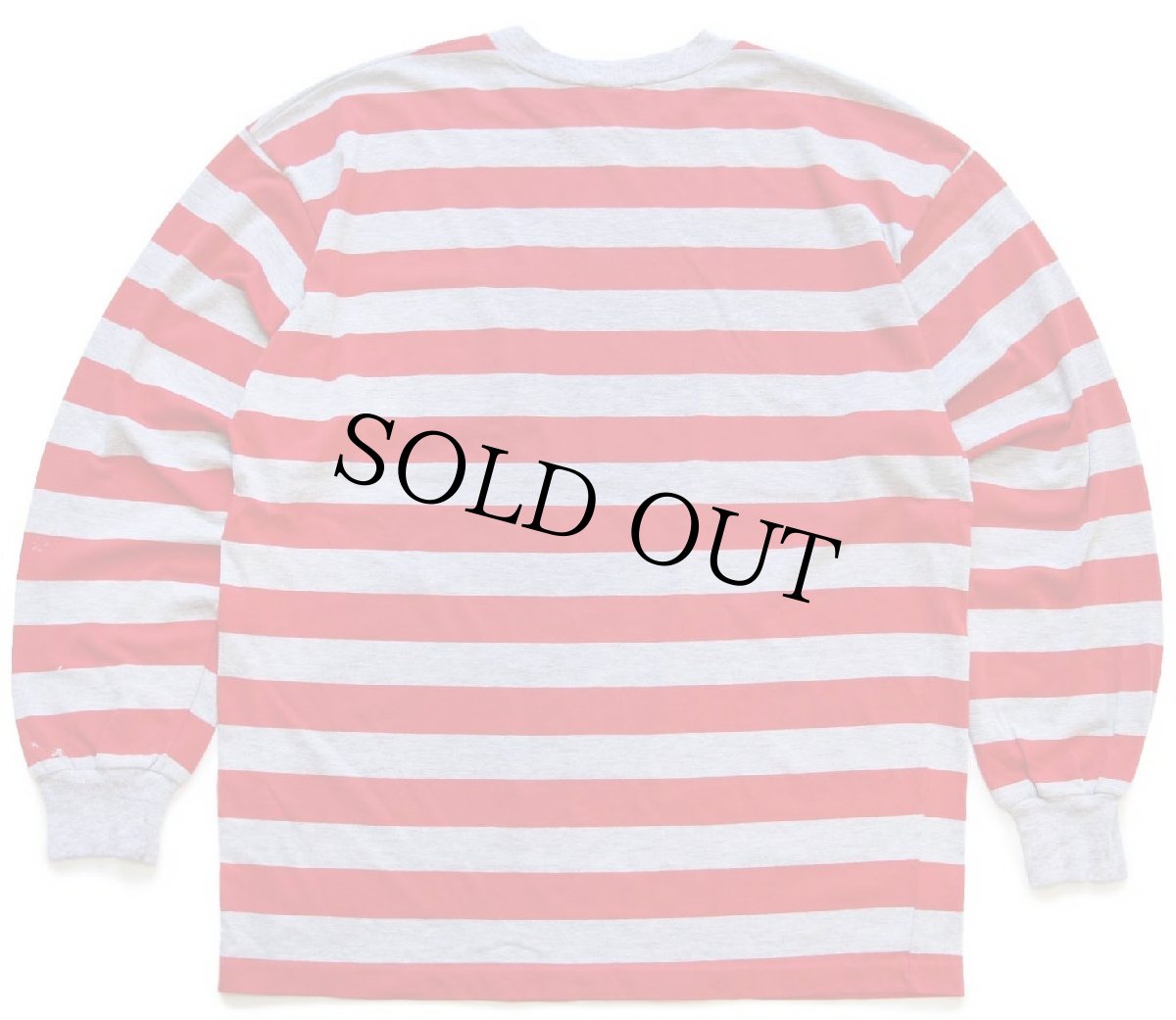 画像3: 90s USA製 UNLV Rebels マスコット 刺繍 太ボーダー ポケット付き 長袖Tシャツ 赤×杢グレー (3)