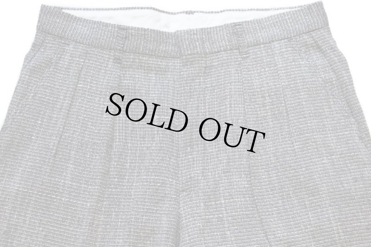 画像4: 80s USA製 UNKNOWN 織り柄 ツータック スラックス パンツ 黒×白 (4)