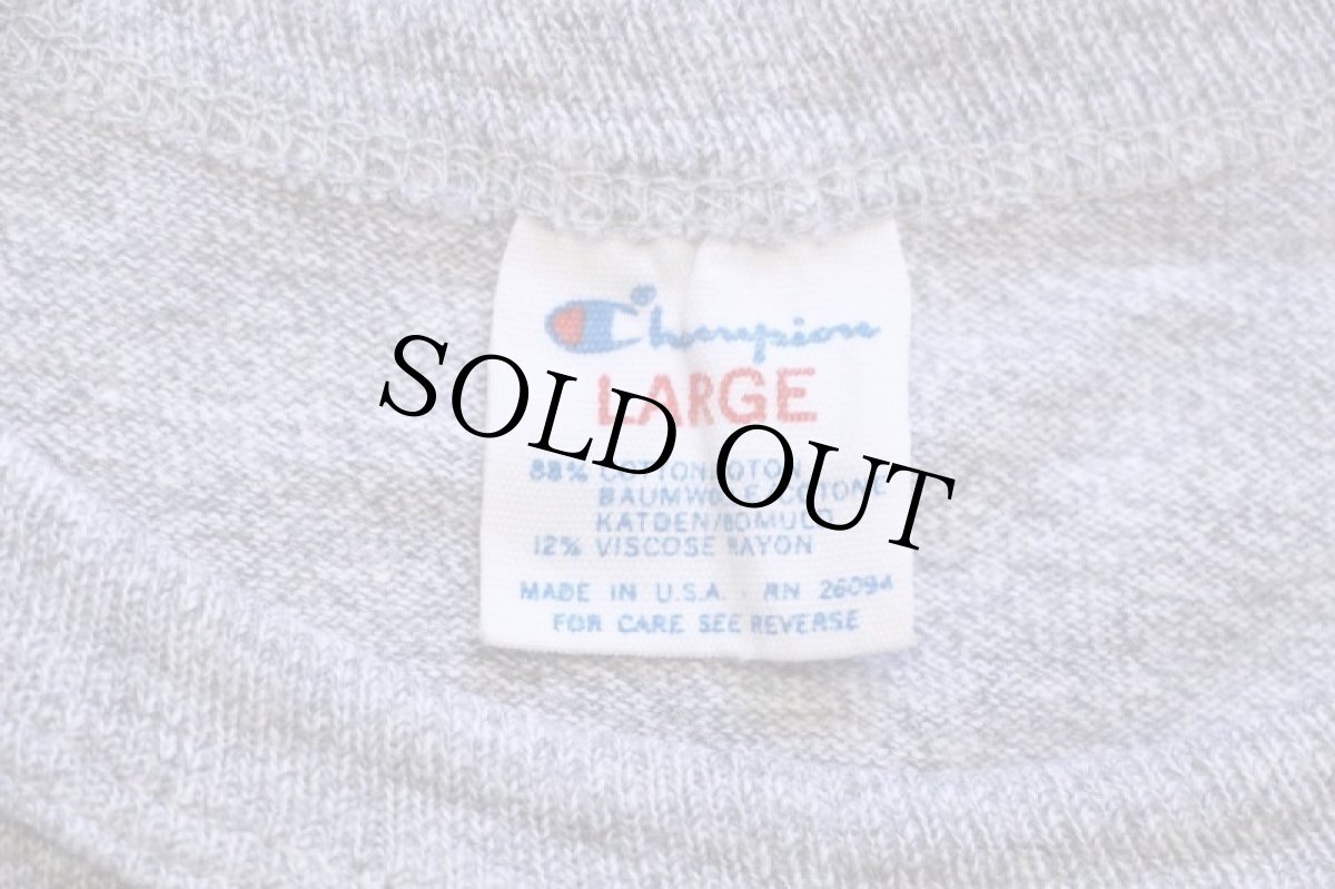 画像5: 80s USA製 Championチャンピオン LOYOLA CHICAGO 三段中抜き ひび割れプリント 88/12 Tシャツ 杢グレー L (5)