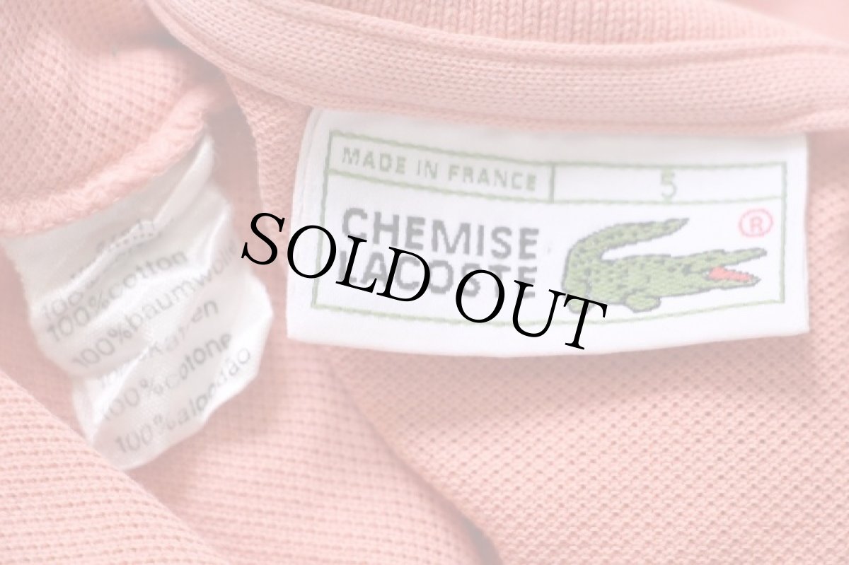 画像4: 70s フランス製 CHEMISE LACOSTE ラコステ ワンポイント コットン 鹿の子 ポロシャツ ピンク 5★183 (4)