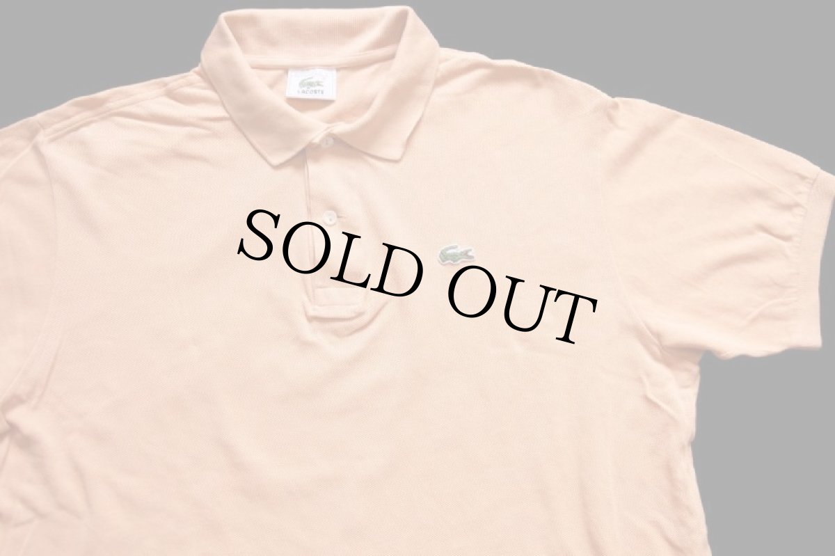 画像3: 80s フランス製 LACOSTE ラコステ ワンポイント コットン 鹿の子 ポロシャツ 薄オレンジ 5★190 (3)