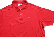 画像3: 70s フランス製 CHEMISE LACOSTE ラコステ ワンポイント コットン 鹿の子 ポロシャツ 赤 8★151 (3)