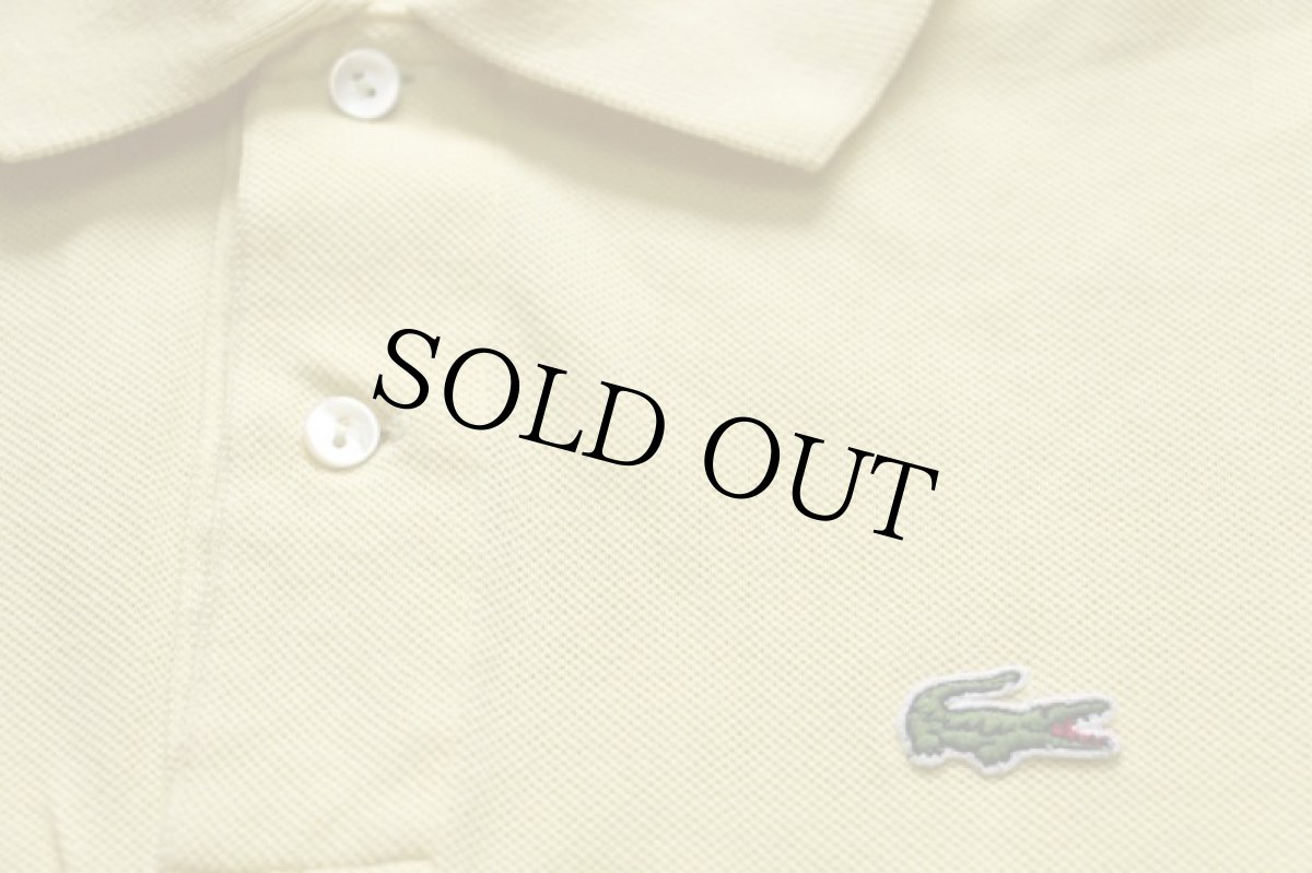 画像5: 70s フランス製 CHEMISE LACOSTE ラコステ ワンポイント コットン 鹿の子 ポロシャツ 薄黄 2★184 (5)