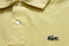 画像5: 70s フランス製 CHEMISE LACOSTE ラコステ ワンポイント コットン 鹿の子 ポロシャツ 薄黄 2★184 (5)