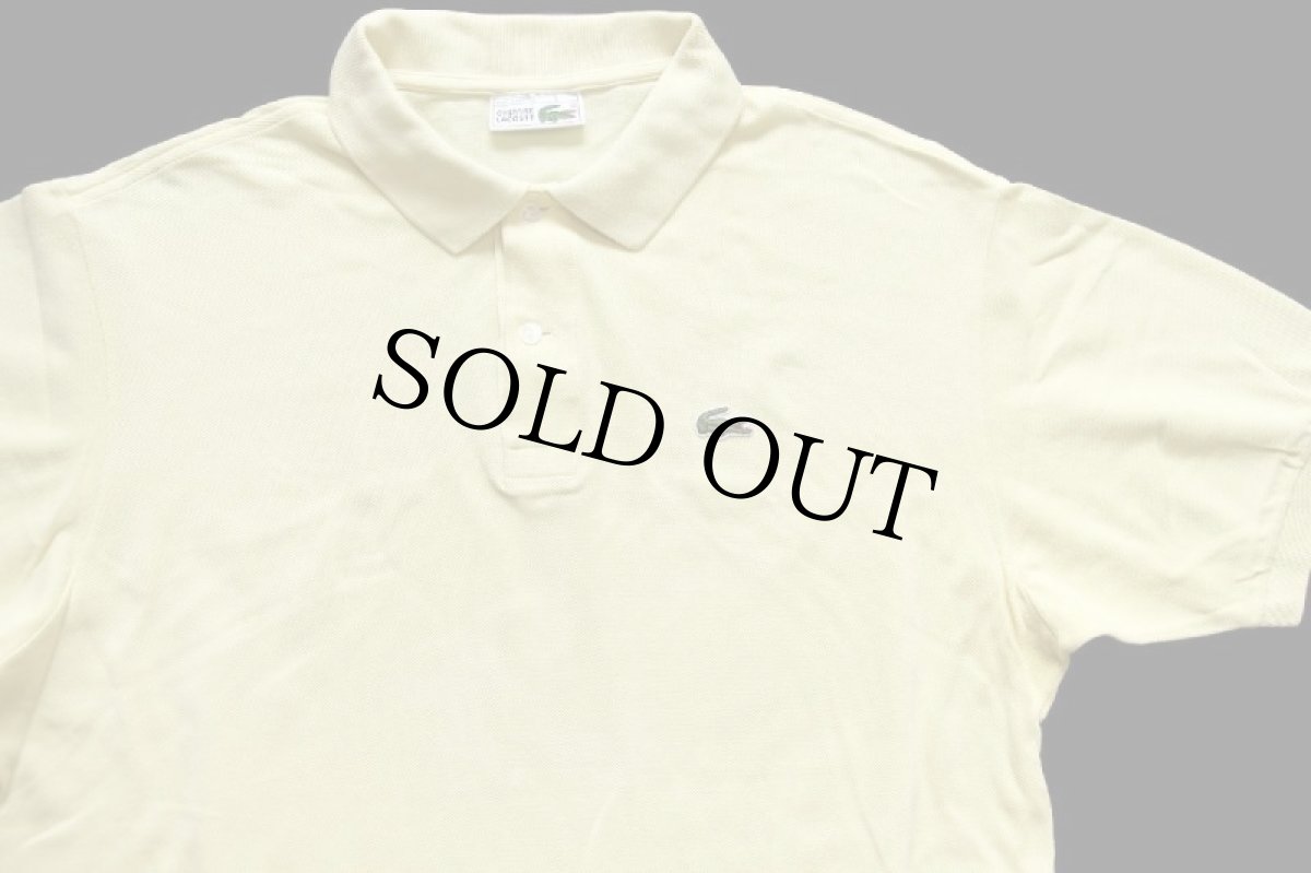 画像3: 70s フランス製 CHEMISE LACOSTE ラコステ ワンポイント コットン 鹿の子 ポロシャツ 薄黄 6★185 (3)