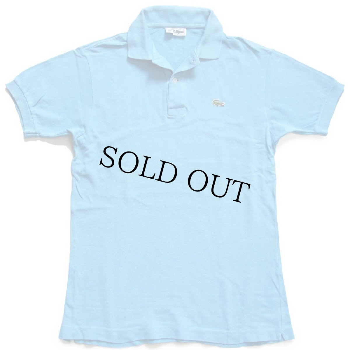 画像1: 70s フランス製 CHEMISE LACOSTE ラコステ ワンポイント コットン 鹿の子 ポロシャツ 水色 4★187 (1)