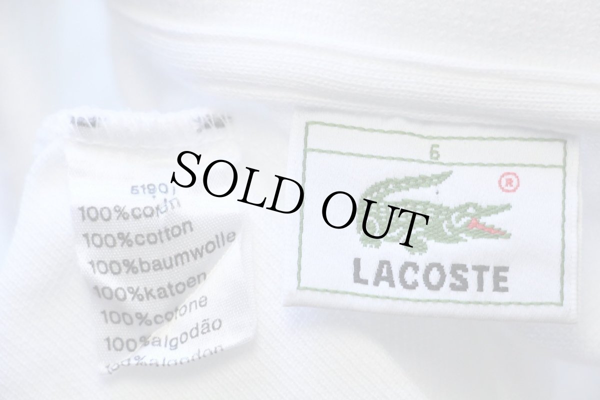 画像4: 80s LACOSTEラコステ ワンポイント コットン 鹿の子 ポロシャツ 白 6★195 (4)