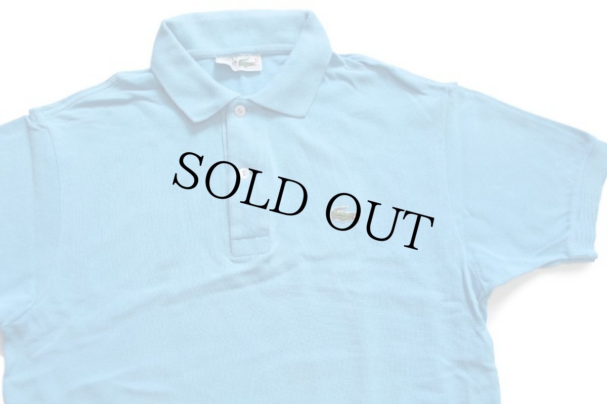 画像3: 70s フランス製 CHEMISE LACOSTE ラコステ ワンポイント コットン 鹿の子 ポロシャツ 水色 4★187 (3)