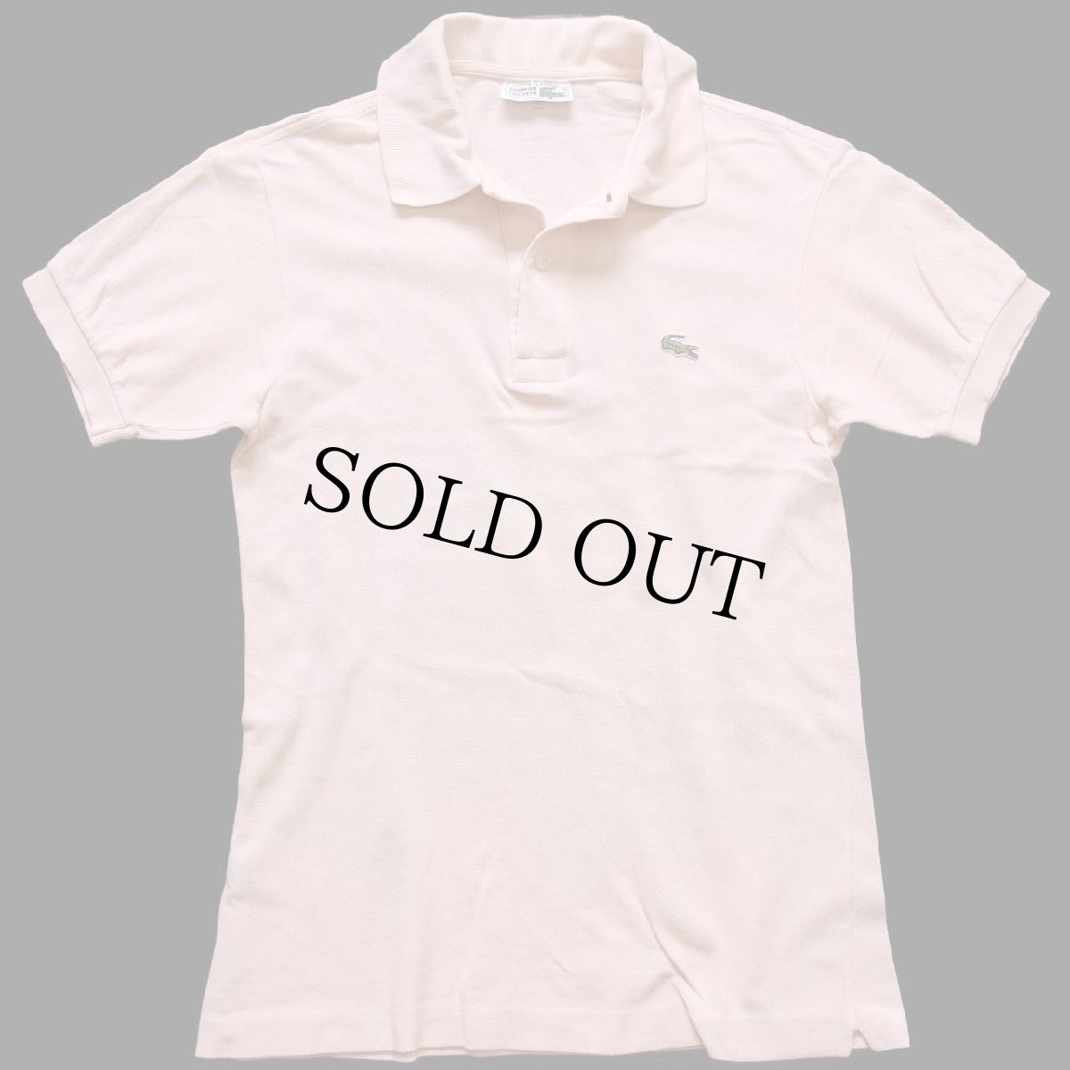画像1: 70s フランス製 CHEMISE LACOSTE ラコステ ワンポイント コットン 鹿の子 ポロシャツ 薄ピンク 2★181 (1)