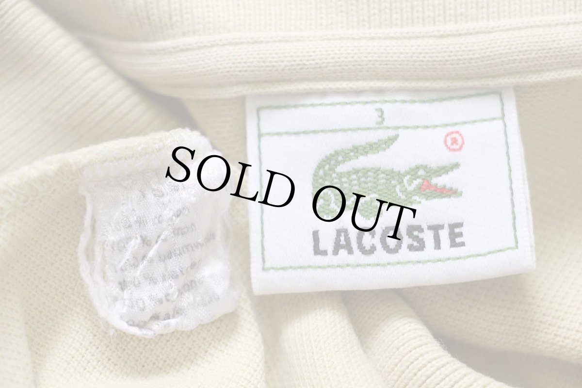 画像4: 80s LACOSTEラコステ ワンポイント コットン 鹿の子 ポロシャツ カーキ 3★194 (4)