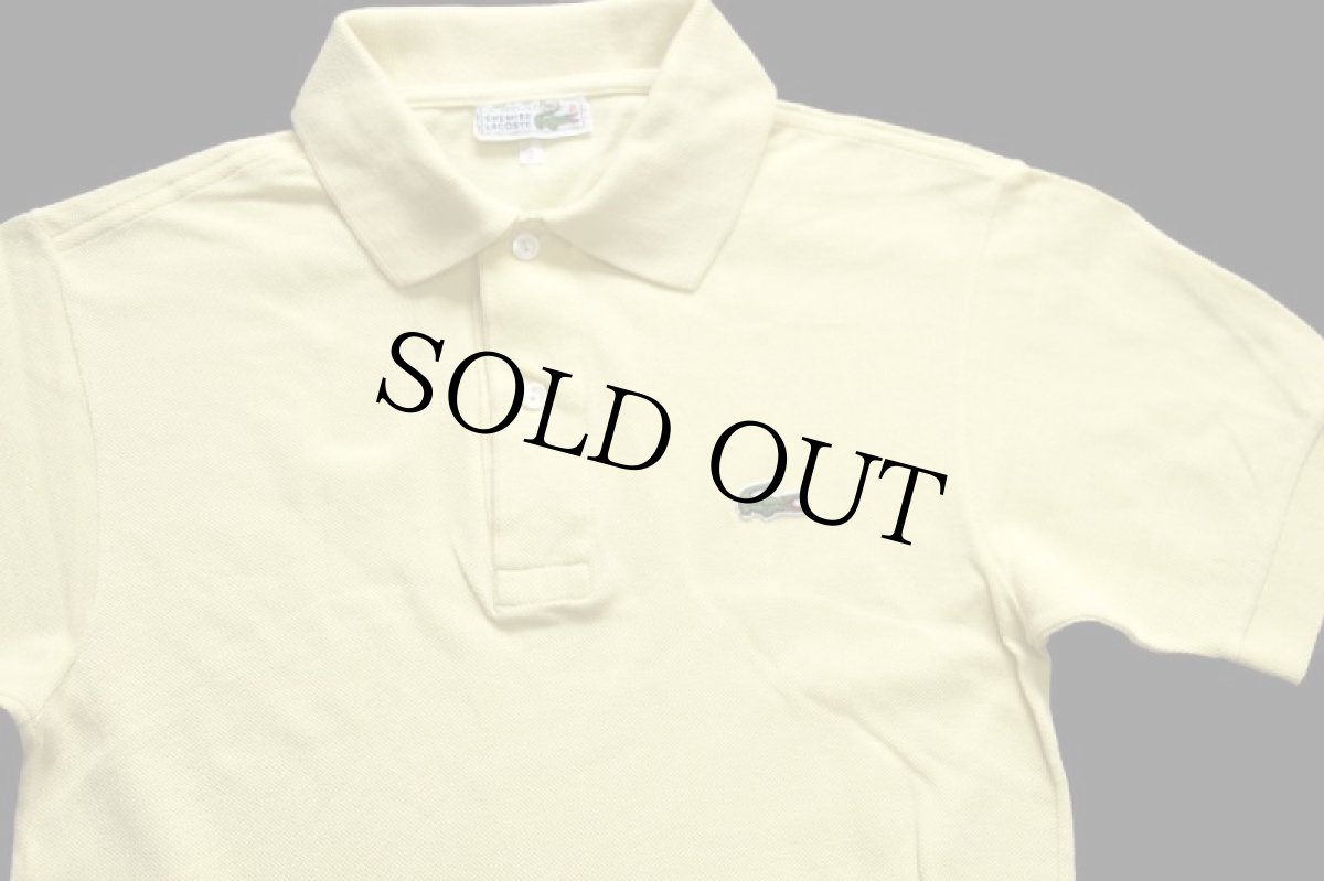 画像3: 70s フランス製 CHEMISE LACOSTE ラコステ ワンポイント コットン 鹿の子 ポロシャツ 薄黄 2★184 (3)