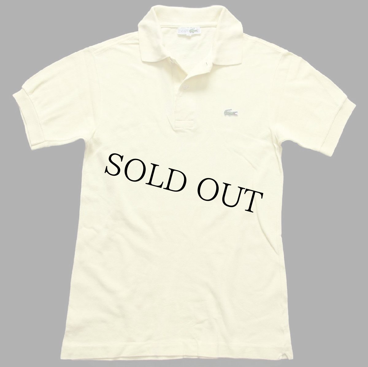 画像1: 70s フランス製 CHEMISE LACOSTE ラコステ ワンポイント コットン 鹿の子 ポロシャツ 薄黄 2★184 (1)