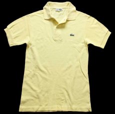 画像1: 70s フランス製 CHEMISE LACOSTE ラコステ ワンポイント コットン 鹿の子 ポロシャツ 薄黄 2★184 (1)
