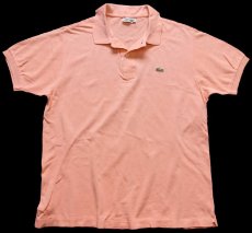 画像1: 70s フランス製 CHEMISE LACOSTE ラコステ ワンポイント コットン 鹿の子 ポロシャツ ピンク 6★182 (1)