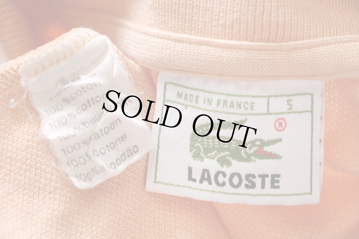 画像4: 80s フランス製 LACOSTE ラコステ ワンポイント コットン 鹿の子 ポロシャツ 薄オレンジ 5★190 (4)