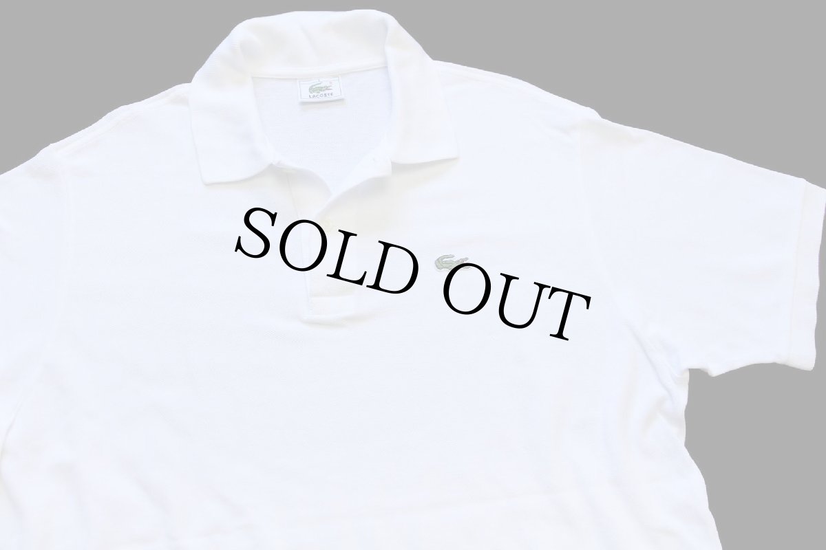 画像3: 80s LACOSTEラコステ ワンポイント コットン 鹿の子 ポロシャツ 白 6★195 (3)